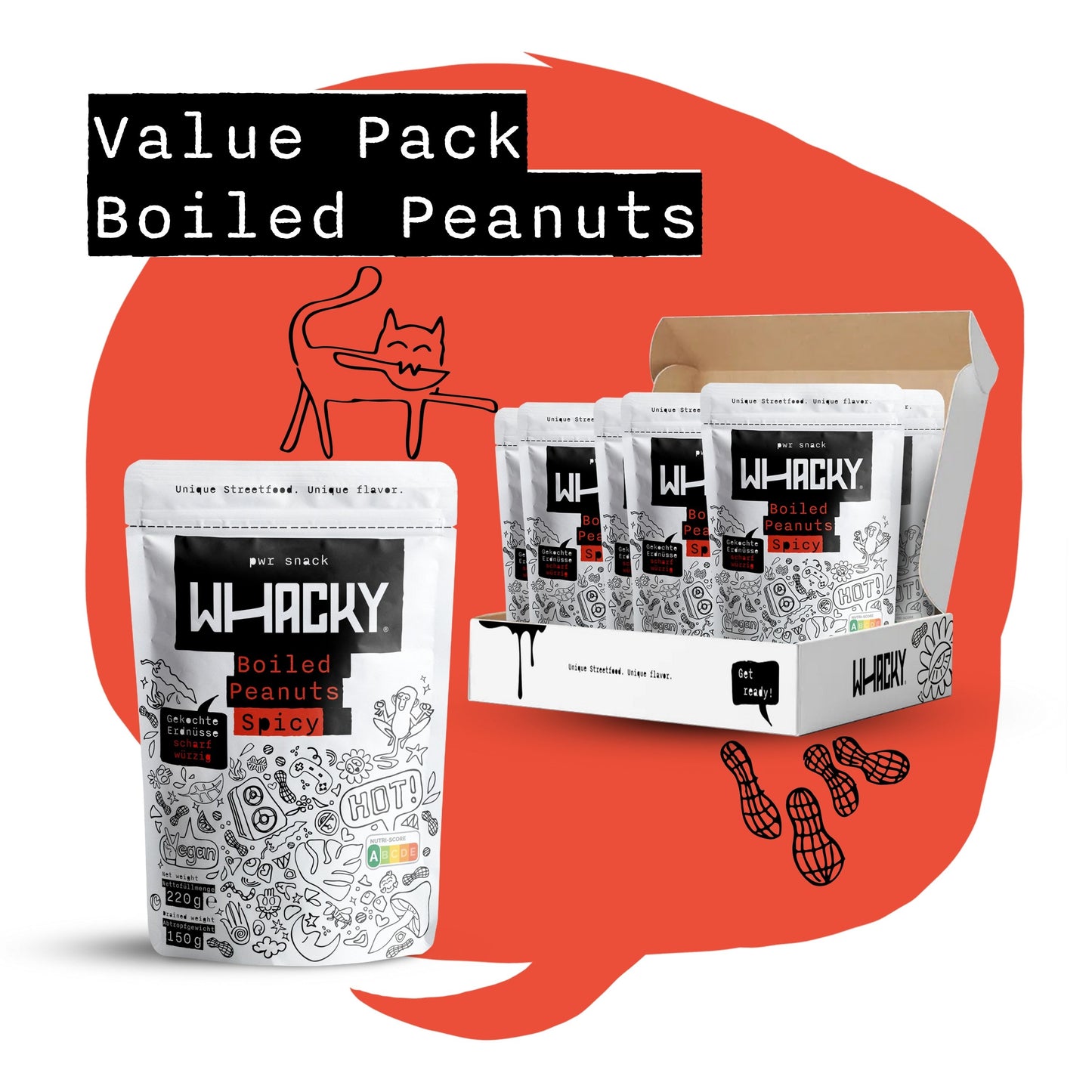 Boiled Peanuts Spicy Flavoured 6 packs 220 grams