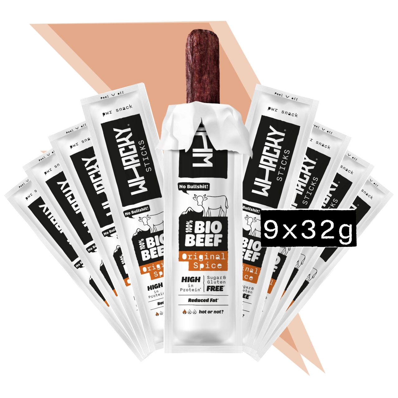 Organic Beef Sticks Original Spice 9x 32g – Whacky Food